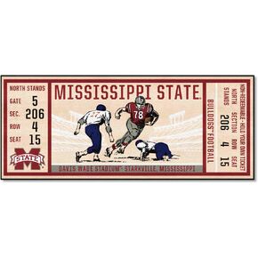 FANMATS 23150 NCAA -Mississippi State Bulldogs Ticket Design Runner Rug - 30in. x 72in. | Sports Fan Area Rug, Home Decor Rug and Tailgating Mat