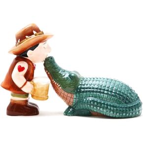 Pacific Giftware Croc Crocodile and Outback Bloke Cowboy Magnetic Salt & Pepper Shaker Set S/P