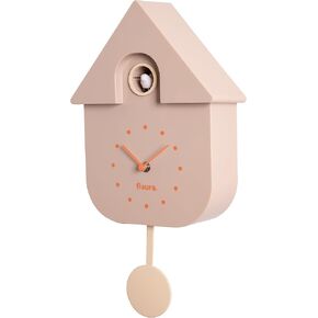 Fisura - Pink Cuckoo Clock with Green Dial. Wall Clock. Original Wall Clock for Gift. 3 x AA Batteries not Included. Dimensions: 21.5 x 8 x 41.5 cm. ABS Plastic.
