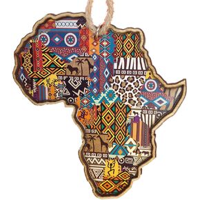 Wooden Africa with Country Borders Christmas Tree Ornament