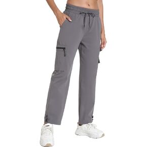Rrosseyz Women's Hiking Pants with Pockets - Travel Lounge Outdoor Lightweight Waterproof Elasticated Waistband Jogger Pants