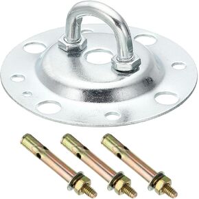PATIKIL 202lbs 115mm Steel Ceiling Hooks, Ceiling Fan Hook Pad Eyes Plate Wall Hanger Hardware with Mounting Screws for Hanging Lamp Plant Baskets