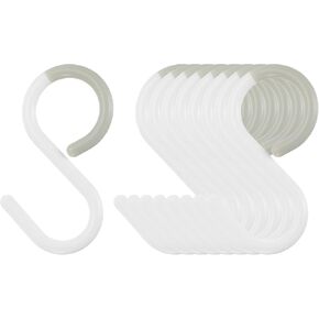 HARFINGTON 9pcs S Hooks 2.4" Plastic Hanging S Shaped Hooks Small S Hanger Closet Rod Hooks for Hanging Kitchen Utensils Cups Plants Jewelry Jeans Clothes Towels Tools, White
