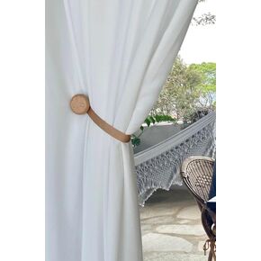 Magnetic Curtain Tiebacks 2 Pack Wood and Grosgrain Ribbon