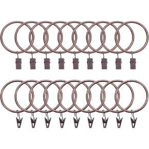 uxcell 18 Pack Curtain Rings with Clips, 2.2" Interior Diameter Curtain Clip Rings Hooks for Hanging Drapery Vintage Decorative Rustproof Drapery Ring with Hooks, Gold