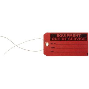 Brady 86756 5-3/4" Height, 3" Width, B-853 Cardstock, Black On Red Color Production Status Tag, Legend "Equipment Out Of Service, W.S.Number/Signed/Date" (Pack Of 100)
