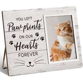 هدايا إطار صور القطط لأصحاب القطط، هدايا تذكارية للقطط الأليفة لفقد القطط، إطار صورة تذكاري لذكرى فجيعة القطط، لقد تركت بصمات أقدام على قلبي هدية تعاطف مع فقدان القطط تناسب 4 بوصات × 6 بوصات in Kuwait