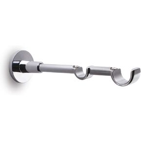 Extensional 0.65 inch Round Double Rod Bracket with Concrete Wall mounting base plate(Chrome)