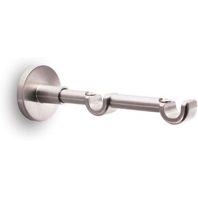 Extensional 0.65 inch Round Double Rod Bracket with Concrete Wall mounting base plate(Chrome)