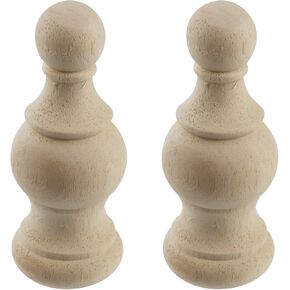 2 Pack Decorative Wood Finials,5.9" Tall x 2.36" Wide for Bed Post Finials Curtain Rod Staircases DIY Crafts Unfinished Wooden Finials for Indoor Use Home Deoration,Type-5