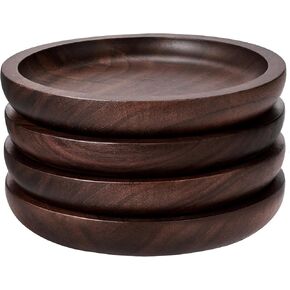 Wooden Coasters for Drinks, 4 Inch Coasters Set of 4 Wood Drink Coasters Set 100% Natural Walnut Coasters for Housewarming Gifts for New Home, Office, Home Decor, Bar, Halloween Christmas