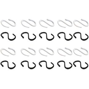 20 Pcs Mini S Hooks Metal Wire Hook Connectors Miniature Doll House Hanger for DIY Crafts Jewelry Hanging Supplies Black White