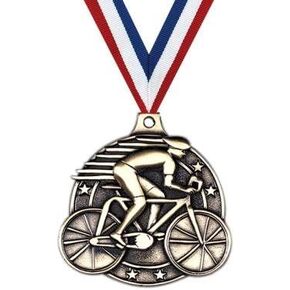 Gold Cycling Medals - 2" 3D Cycle Race Award Medals with Neck Ribbon Prime
