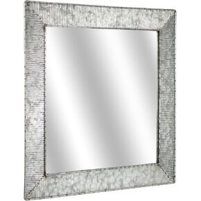 Head West Galvanized Metal Square Framed Wall Mounted Vanity Mirror, Accent Decorative Mirrors for Wall Decor, Rustic Farmhouse Bathroom Mirrors for Over Sink, Bedroom, Living Room, Entryway 22"x22"