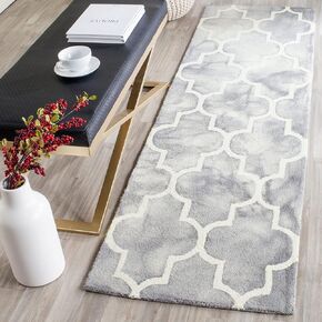 SAFAVIEH Dip Dye Collection 2'3" x 6' Grey/Ivory DDY535C Handmade Moroccan Watercolor Premium Wool Runner Rug