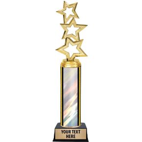 11" Three Star Trophies - Three Star Silver Trophy Awards Prime