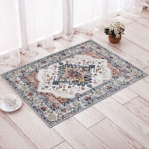 DECOMALL FALA Washable Rug Runner, Traditional Long Rugs, Non Slip Runner Rug, Hallway Runner Rug, Multi/White 2’6"x9’