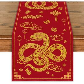 Chinese New Year Table Runner 2025 Year of The Snake Table Cover China Spring Festival Lunar New Year Decor Chinese New Year Decorations for Home Party