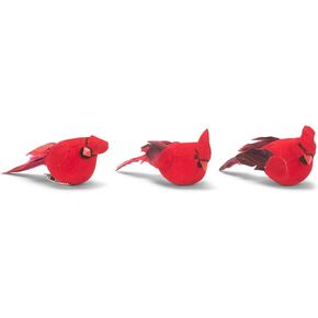 RAZ Imports Set of 3 Cardinal Clip on Christmas Tree Ornament , Polyfoam, 4 Inch Long Red Bird Decoration