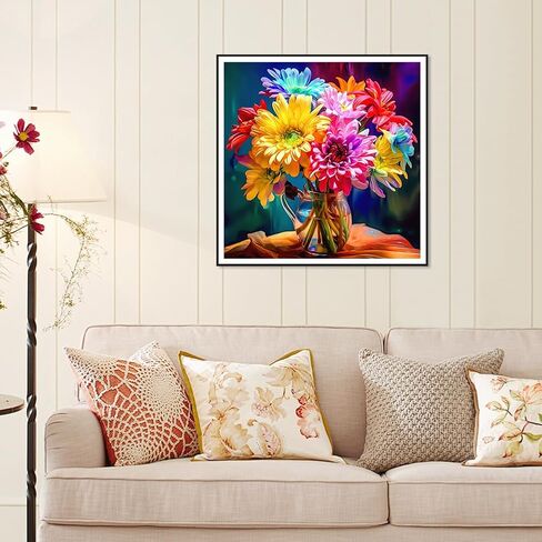 FHBUBPUP Diamond Painting Kits for Adults, Flower Diamond Art Kits, Full Drill Round Gem Art, DIY Paint with Diamond Beads Crafts for Home Wall Decoration Gifts 12x12 inch in Saudi Arabia