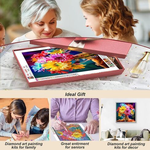 FHBUBPUP Diamond Painting Kits for Adults, Flower Diamond Art Kits, Full Drill Round Gem Art, DIY Paint with Diamond Beads Crafts for Home Wall Decoration Gifts 12x12 inch in Saudi Arabia
