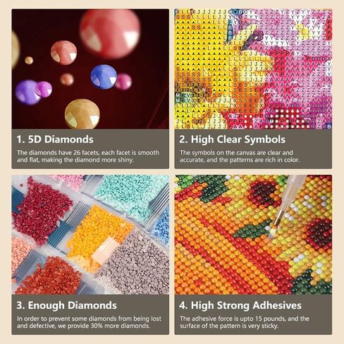 FHBUBPUP Diamond Painting Kits for Adults, Flower Diamond Art Kits, Full Drill Round Gem Art, DIY Paint with Diamond Beads Crafts for Home Wall Decoration Gifts 12x12 inch in Saudi Arabia