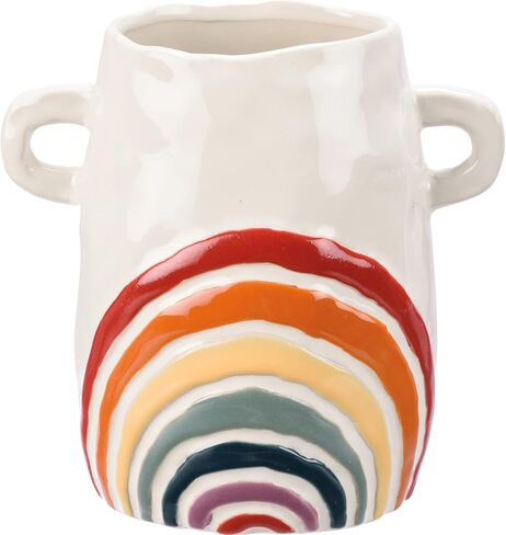 Primitives by Kathy Rainbow Ceramic Vase, 6.75 in x 7 in x 4 in in Saudi Arabia