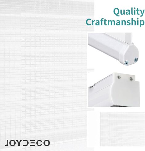 Joydeco 58 بوصة واسعة بيضاء الستائر حمار وحشي شير للنوافذ، الخصوصية تصفية ضوء حبالي طبقة مزدوجة ظلال الأسطوانة لغرفة النوم مكتب المنزل in Kuwait
