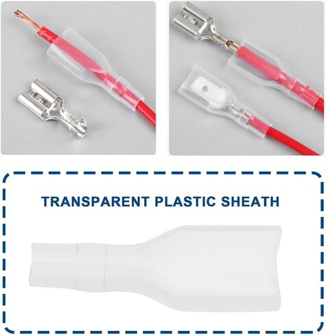 200pcs 6.3mm PVC Female Spade Cover Transparent Spade Terminals Protective Sleeve Uninsulated Terminals Cover for Female Spade Crimp Terminals in Saudi Arabia