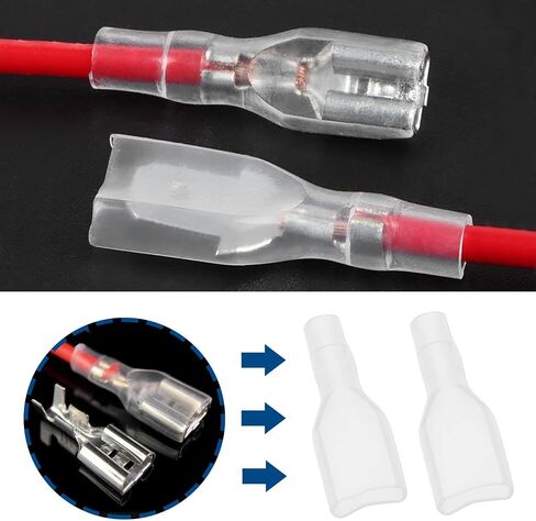 200pcs 6.3mm PVC Female Spade Cover Transparent Spade Terminals Protective Sleeve Uninsulated Terminals Cover for Female Spade Crimp Terminals in Saudi Arabia