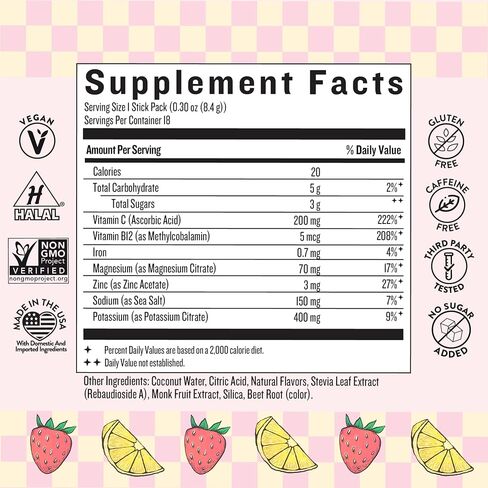 Legendairy Milk She’s Thirsty Hydration Packets | Cortisol Supplement for Stress Relief & Adrenal Support | Coconut Water Electrolytes Powder, Strawberry Lemonade, No Sugar Added 18 ct in Saudi Arabia