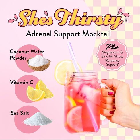 Legendairy Milk She’s Thirsty Hydration Packets | Cortisol Supplement for Stress Relief & Adrenal Support | Coconut Water Electrolytes Powder, Strawberry Lemonade, No Sugar Added 18 ct in Saudi Arabia