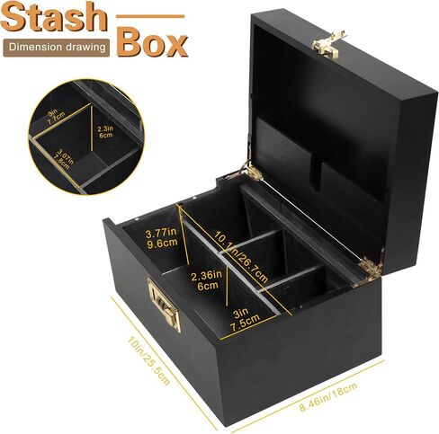 Storage Box with Buckle, Premium Wooden Stash Box Combo Kit with 2 Storage Jars, Rolling Tray, 5 Small Bags and Others Accessory in Saudi Arabia