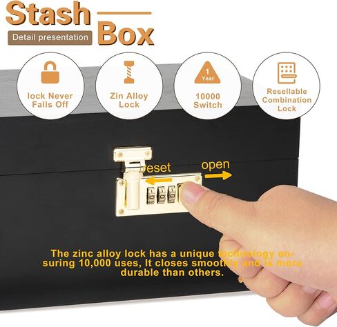 Storage Box with Buckle, Premium Wooden Stash Box Combo Kit with 2 Storage Jars, Rolling Tray, 5 Small Bags and Others Accessory in Saudi Arabia