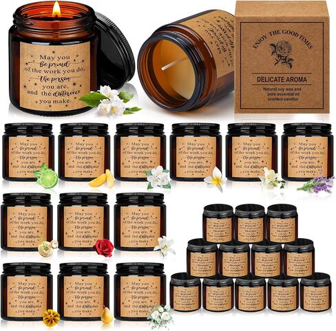 MTLEE 24 Pcs Thank You Candles 3.5 oz Candles Christmas Gift Employee Appreciation Gifts Proud of You Graduation Gifts Inspirational Jar Candles for Teacher Coworker Nurse Mom(Stylish Style) in Kuwait