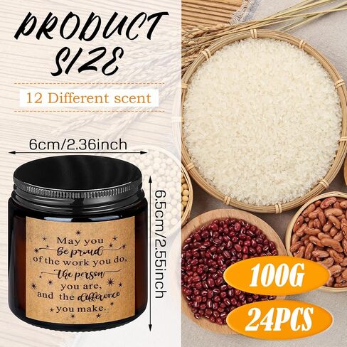 MTLEE 24 Pcs Thank You Candles 3.5 oz Candles Christmas Gift Employee Appreciation Gifts Proud of You Graduation Gifts Inspirational Jar Candles for Teacher Coworker Nurse Mom(Stylish Style) in Kuwait
