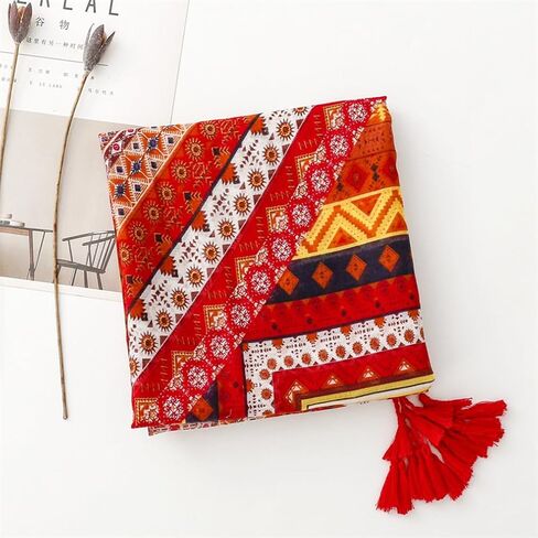 Yeieeo Boho Scarf for Women Lightweight Floral Printed Scarf Fall Winter Fashion Fringed Shawl in Saudi Arabia