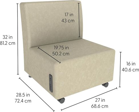 كرسي منجد من سلسلة FDP Pro مع منفذ USB - كرسي بدون ذراع من الجلد الصناعي مع منفذ تقني للمكتب أو الردهة أو الجلوس في غرفة الانتظار (اللوز) in Kuwait