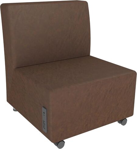 كرسي منجد من سلسلة FDP Pro مع منفذ USB - كرسي بدون ذراع من الجلد الصناعي مع منفذ تقني للمكتب أو الردهة أو الجلوس في غرفة الانتظار (اللوز) in Kuwait