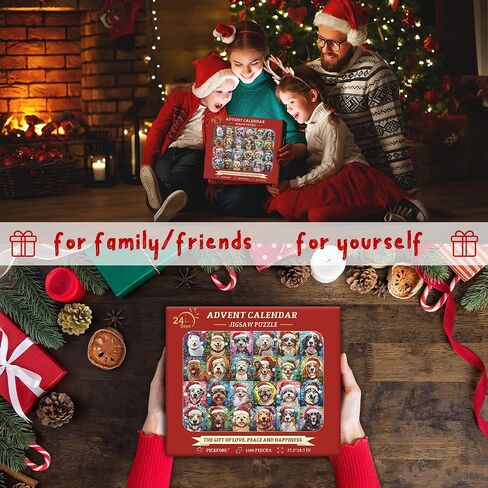 PICKFORU Christmas Advent Calendar 2024 Puzzles for Adults 1000 Pieces, Dog Mosaic Stained Glass Puzzle Countdown Calendar, Colorful Animal Christmas Jigsaw Puzzles as Home Decor in Saudi Arabia