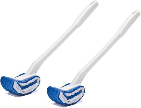 Toilet Brush Bowl Brush Bathroom Brush Under Rim Toilet Brush Scracth-Free Curved Good Grip Easy to use deep Cleaning No Scratching, Anti-Splashing Easy to Store (2pc White) in Kuwait