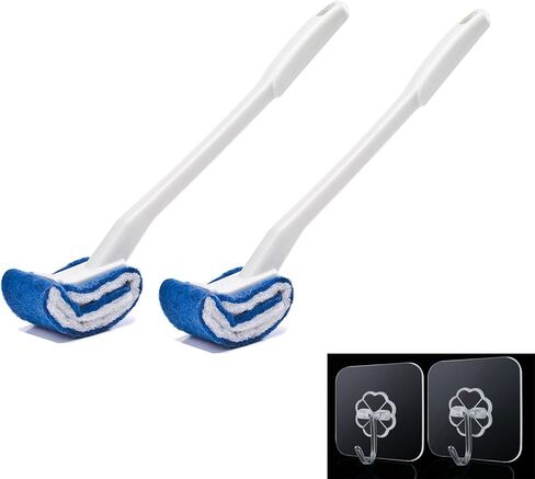 Toilet Brush Bowl Brush Bathroom Brush Under Rim Toilet Brush Scracth-Free Curved Good Grip Easy to use deep Cleaning No Scratching, Anti-Splashing Easy to Store (2pc White) in Kuwait