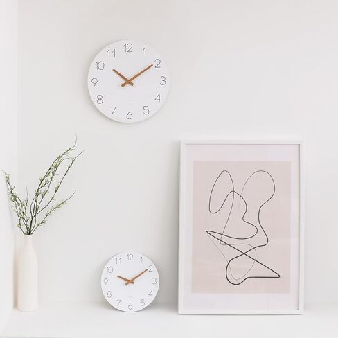 mooas Wooden Frame Flatwood Wall Clock,12" Wood Wall Clock Non-Ticking Sweep Movement Decorative Wall Clock Battery Operated Wall Clock for Home Living Room Kitchen Bedroom Office School (Light Brown) in Saudi Arabia