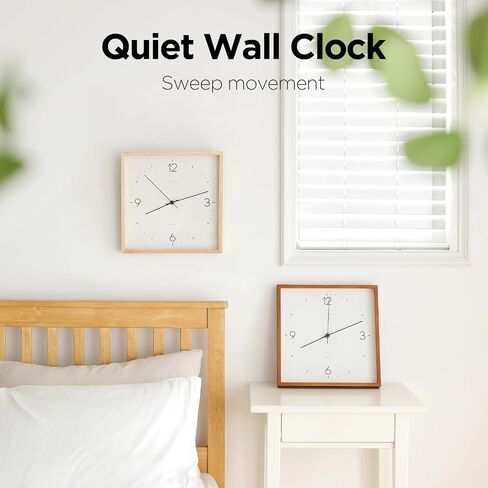 mooas Wooden Frame Flatwood Wall Clock,12" Wood Wall Clock Non-Ticking Sweep Movement Decorative Wall Clock Battery Operated Wall Clock for Home Living Room Kitchen Bedroom Office School (Light Brown) in Saudi Arabia