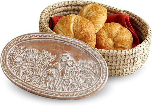Bread Warmer Basket with Stone - Bread Baskets for Serving Tortilla, Sourdough, House Warming Gifts New Home, Terracotta, Bakers Gift for Kitchen, Bread Maker Women, Men, Birthday, Hostess Farmhouse in Saudi Arabia