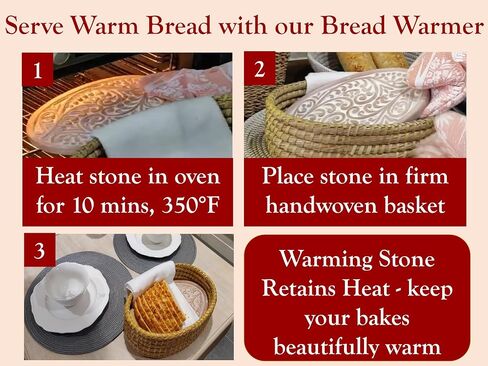 Bread Warmer Basket with Stone - Bread Baskets for Serving Tortilla, Sourdough, House Warming Gifts New Home, Terracotta, Bakers Gift for Kitchen, Bread Maker Women, Men, Birthday, Hostess Farmhouse in Saudi Arabia