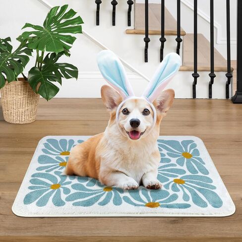 Bathroom Mat Cute Flower Bath Rug, Soft Cozy Microfiber Slip Floor Carpet Decor Absorbent Washable，Bedroom Bathtub Shower(18x26in Teal) in Saudi Arabia