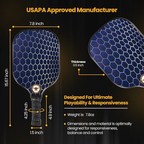 Pickleball Paddles Set of 2, Carbon Fiber Pickleball Paddles, USAPA Approved Manufacturer - Pickleball Rackets - Indoor Outdoor Pickleball Set, Pickleball Paddles for Men and Women in Saudi Arabia