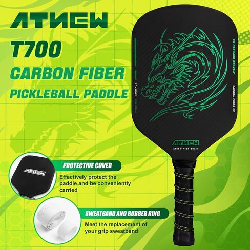 Edgeless Pickleball Paddle,T700 Carbon Fiber Pickleball Paddle 3K Surface with Blingbling Dragon Pattern, Ideal Choice for Pickleball Enthusiasts in Saudi Arabia