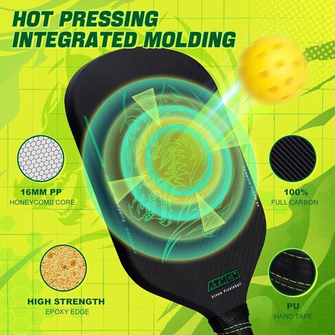 Edgeless Pickleball Paddle,T700 Carbon Fiber Pickleball Paddle 3K Surface with Blingbling Dragon Pattern, Ideal Choice for Pickleball Enthusiasts in Saudi Arabia